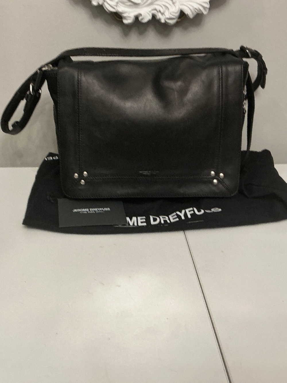 Jérôme Dreyfuss Albert Messenger Bag – Black Leather (Preowned Condition)